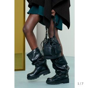 Zara Leather Buckled Boots Black